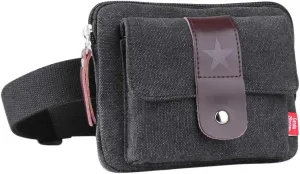 Fanny Packs for Women Men Small Canvas Support 47 Inch In Maximun Waistline (Black)