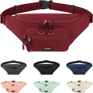 Fanny Packs for Women Men, Small Travel Fanny Pack Lightweight Crossbody Waist Bag Large Capacity, Water Resistant Belt Bags with Adjustable Strap for Hiking, Cycling (Burgundy)