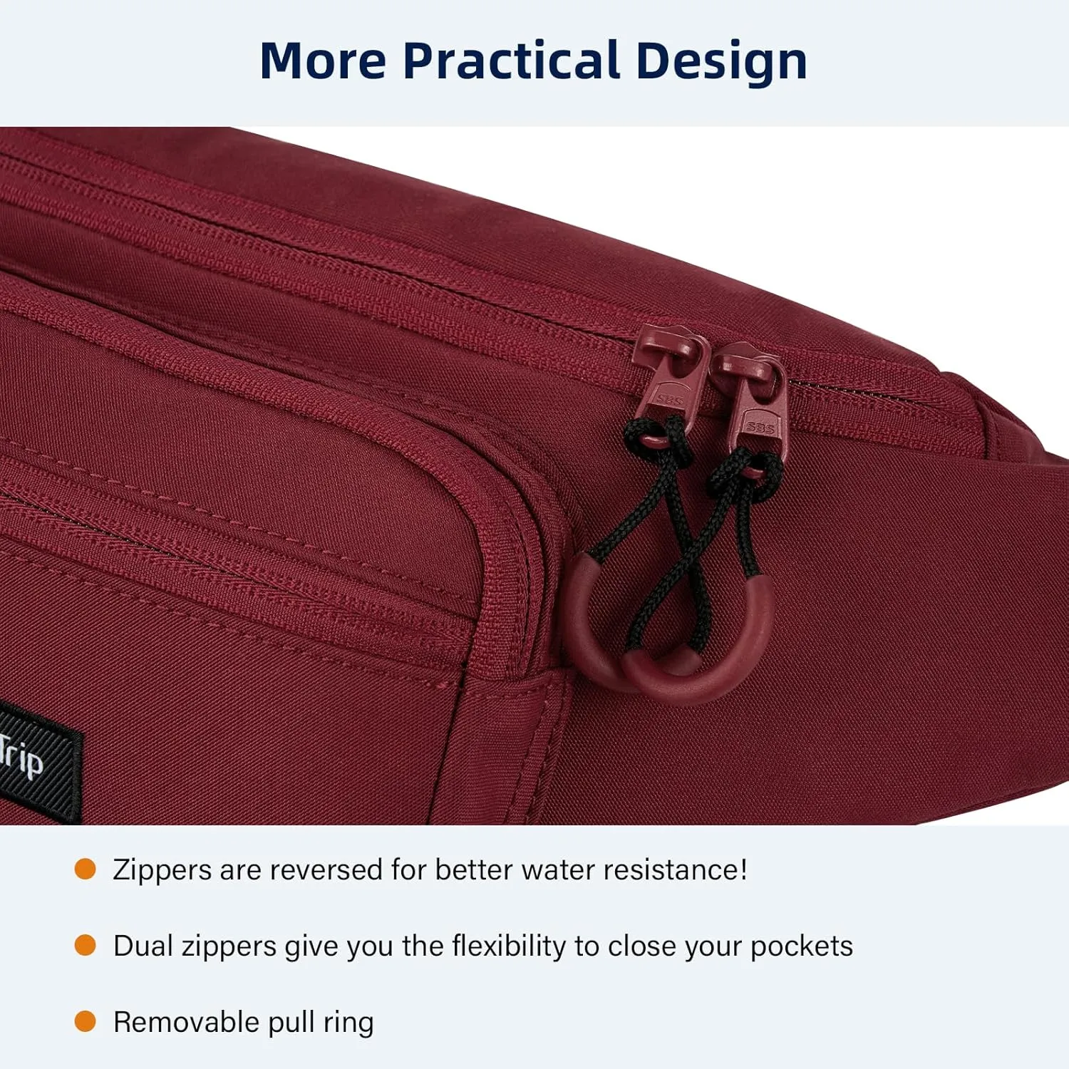 Fanny Packs for Women Men, Small Travel Fanny Pack Lightweight Crossbody Waist Bag Large Capacity, Water Resistant Belt Bags with Adjustable Strap for Hiking, Cycling (Burgundy)