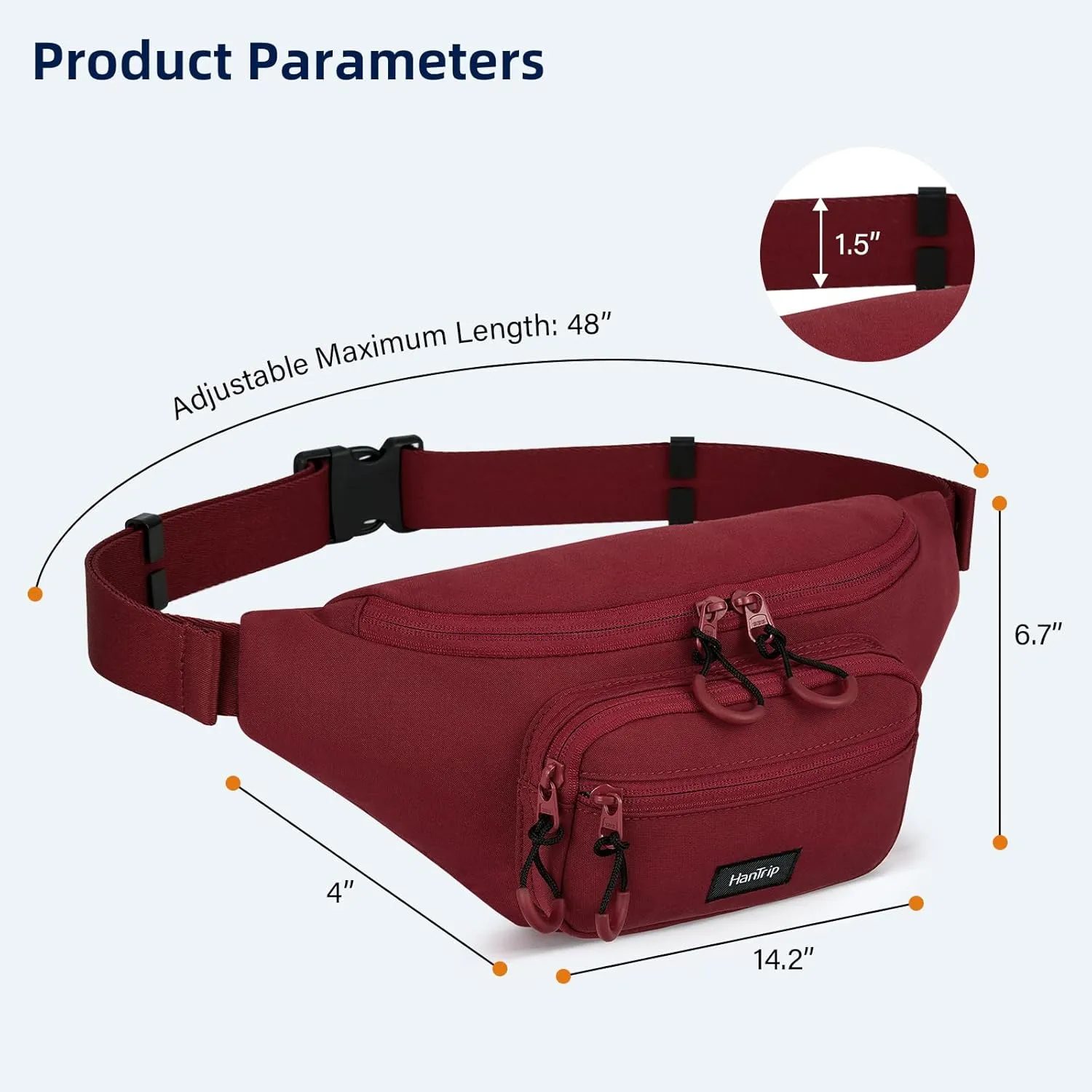 Fanny Packs for Women Men, Small Travel Fanny Pack Lightweight Crossbody Waist Bag Large Capacity, Water Resistant Belt Bags with Adjustable Strap for Hiking, Cycling (Burgundy)