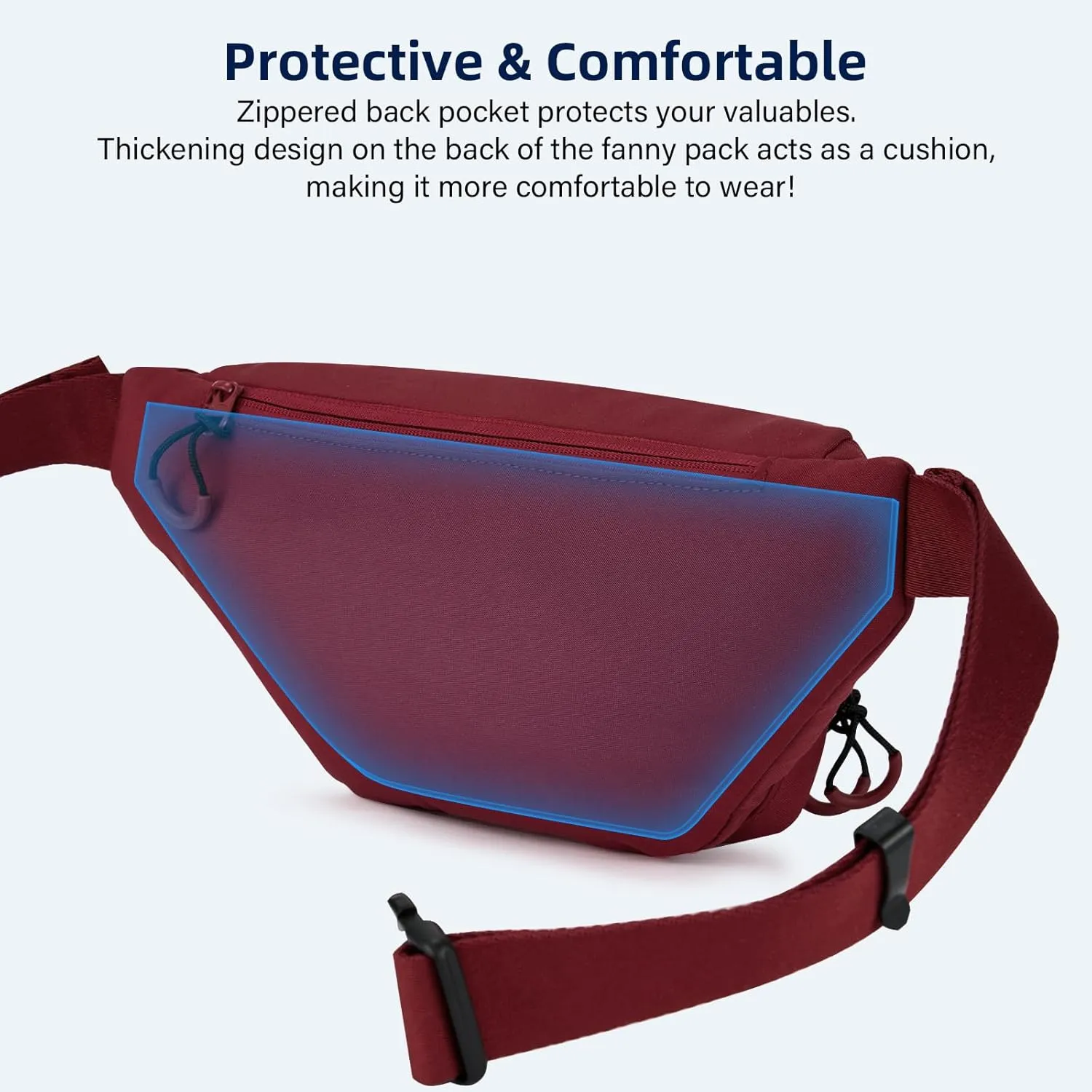 Fanny Packs for Women Men, Small Travel Fanny Pack Lightweight Crossbody Waist Bag Large Capacity, Water Resistant Belt Bags with Adjustable Strap for Hiking, Cycling (Burgundy)