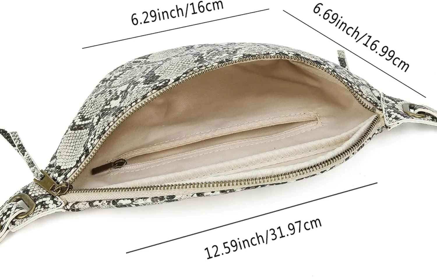 Fashion Waist Pack for Women Men Embossed Snakeskin Leather Fanny Pack Crossbody Bags Waist Belt Bag for Travel Hiking Cycling Beg Beige