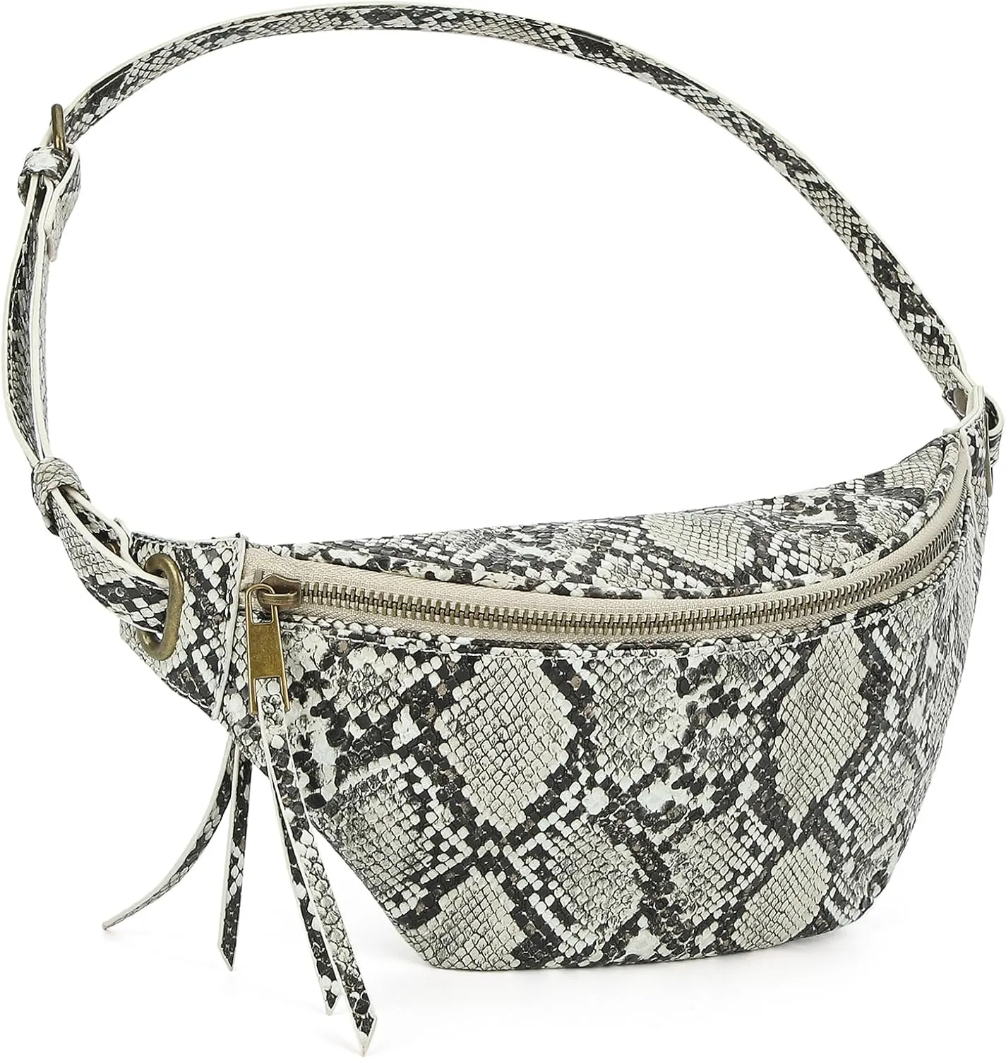 Fashion Waist Pack for Women Men Embossed Snakeskin Leather Fanny Pack Crossbody Bags Waist Belt Bag for Travel Hiking Cycling Beg Beige