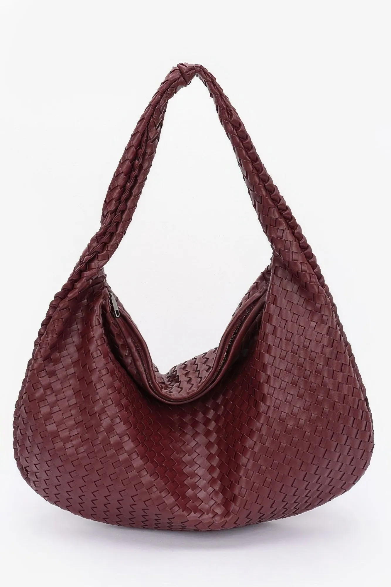Faux Leather Braided Shoulder Bag