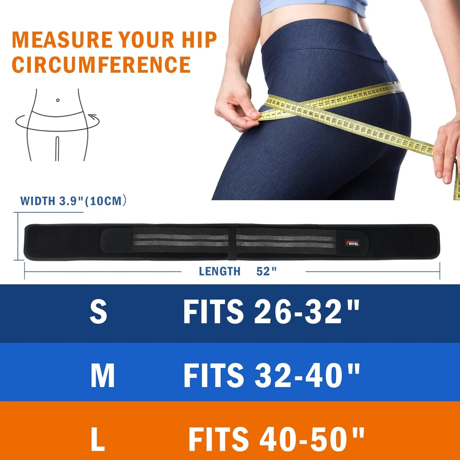 FEATOL SI Sacroiliac Belt for Sciatica Pain Relief-Extra Compression Support Hip Brace for Pelvic, Sciatica, Trochanteric, SI Joint Belt for Men Women-Large