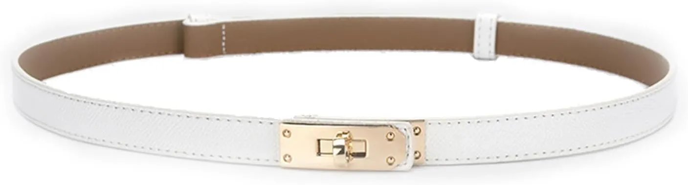 FENLDY Adjustable Thin Belts For Womens Skinny Belts For Dresses Womens Solid Color Alloy Turn Lock Belts For Jeans