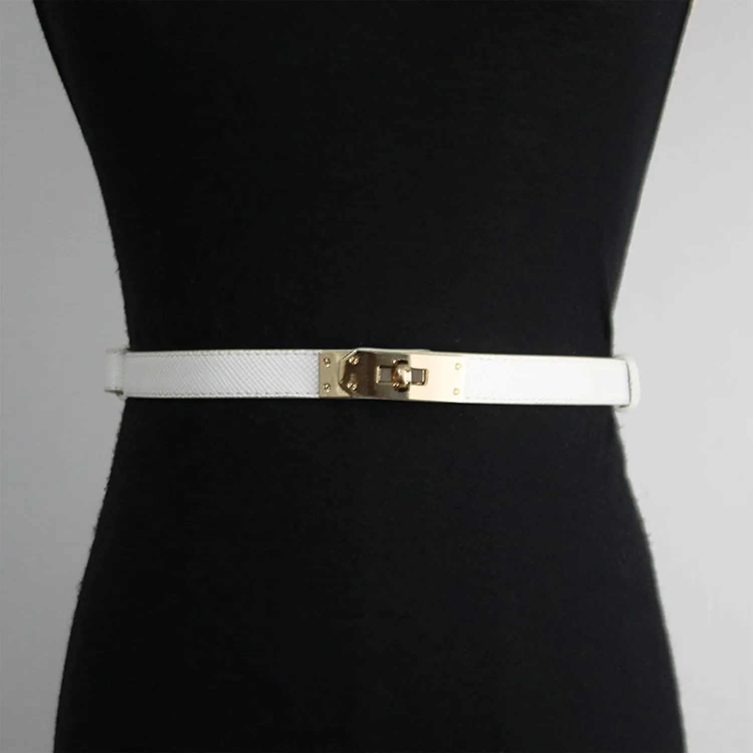 FENLDY Adjustable Thin Belts For Womens Skinny Belts For Dresses Womens Solid Color Alloy Turn Lock Belts For Jeans
