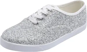 FEVERSOLE Women's Fashion Dress Sneakers Party Bling Casual Flats Embellished Shoes