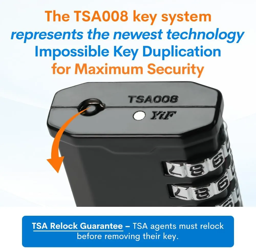 FFORGE 4-Digit TSA Approved Travel Locks – TSA008 Key System, Key Duplication Impossible, Heavy-Duty Combination Padlock for Travel, Gym, Pelican Case. Black 1 Lock.