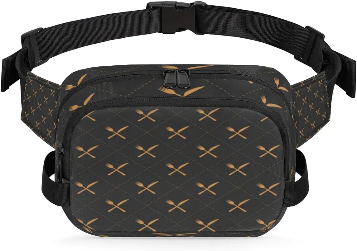 Fine Knives Forks Durable Waterproof Fanny Pack with Double Zipper Closure - Organize Your Essentials with Ease - Lightweight and Comfortable for Men and Women
