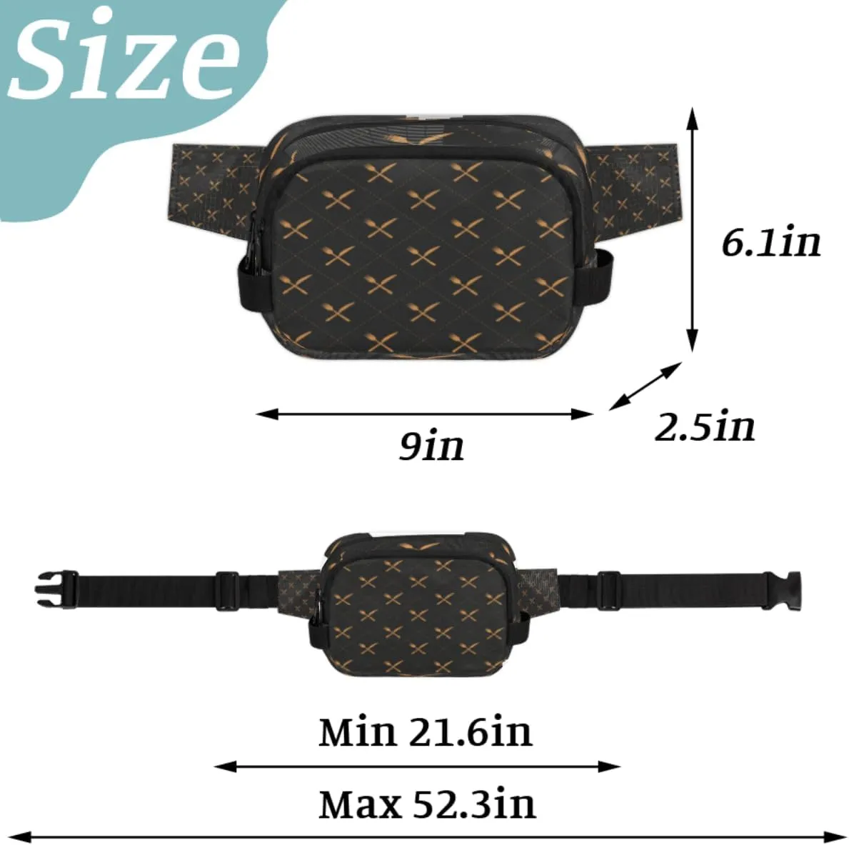 Fine Knives Forks Durable Waterproof Fanny Pack with Double Zipper Closure - Organize Your Essentials with Ease - Lightweight and Comfortable for Men and Women