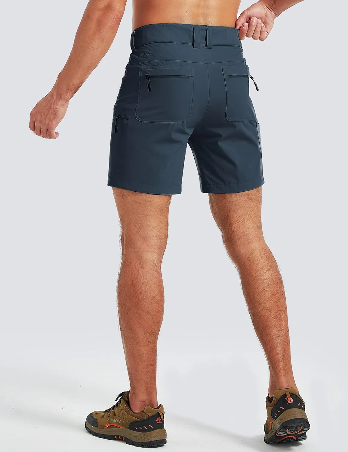 FitsT4 Sports Mens Shorts 7 Inch Inseam Stretch Water Resistant Hiking Cargo Shorts with Elastic Waistband