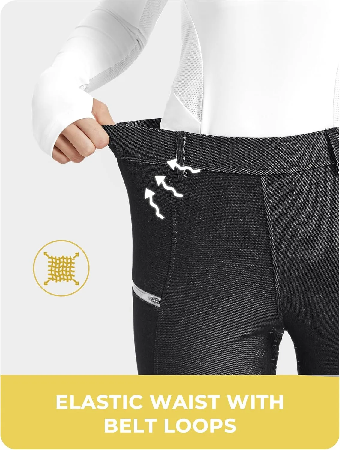FitsT4 Sports Women's Denim Riding Breeches with Pockets Full Seat Horseback Riding Pants Equestrian Breeches for Women