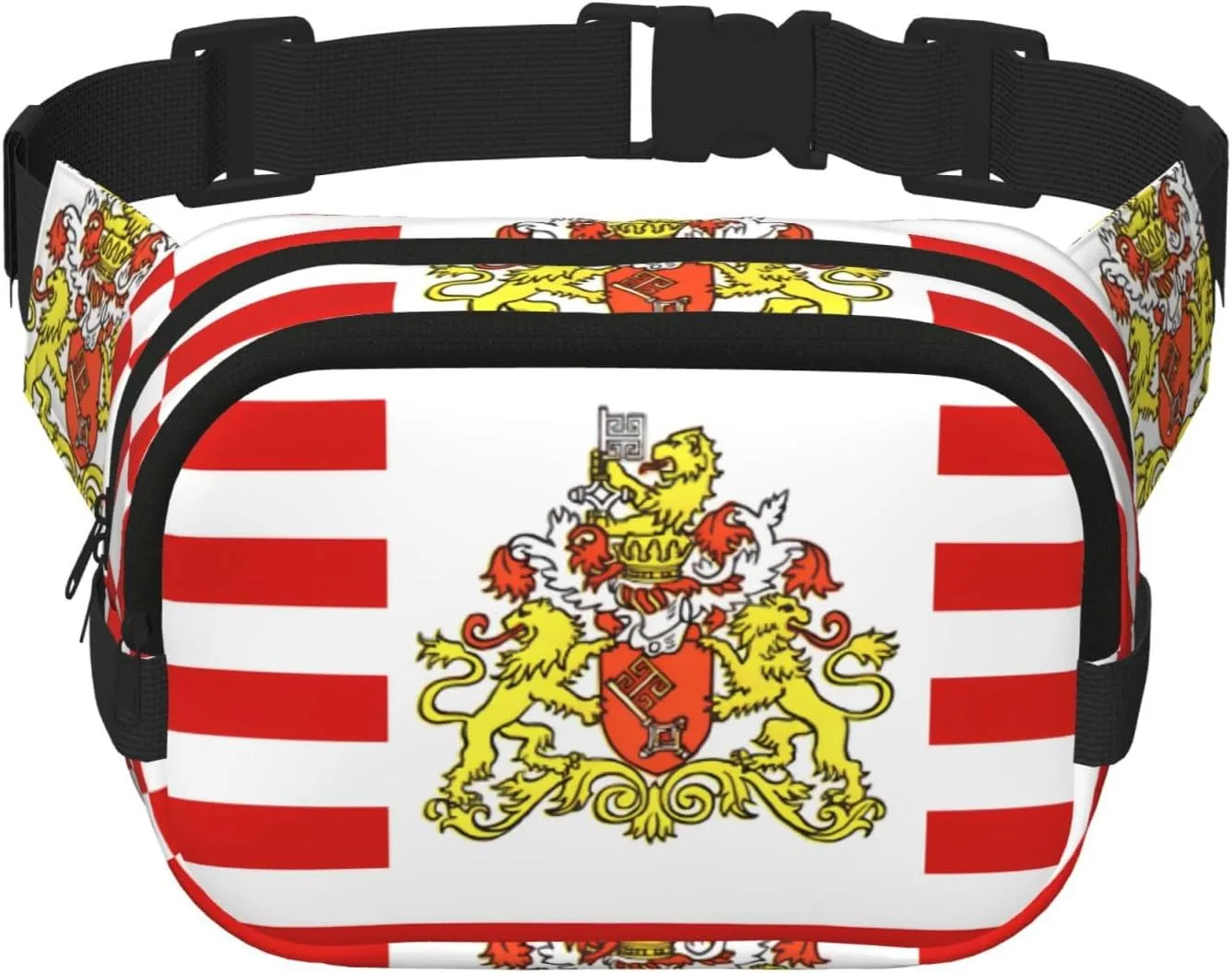 Flag of the Senate of Bremen print Crossbody Bag Unisex - Square Double Layer Waist Bag Everywhere Fanny Pack Purse with Adjustable Strap