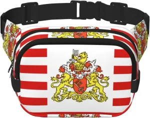 Flag of the Senate of Bremen print Crossbody Bag Unisex - Square Double Layer Waist Bag Everywhere Fanny Pack Purse with Adjustable Strap
