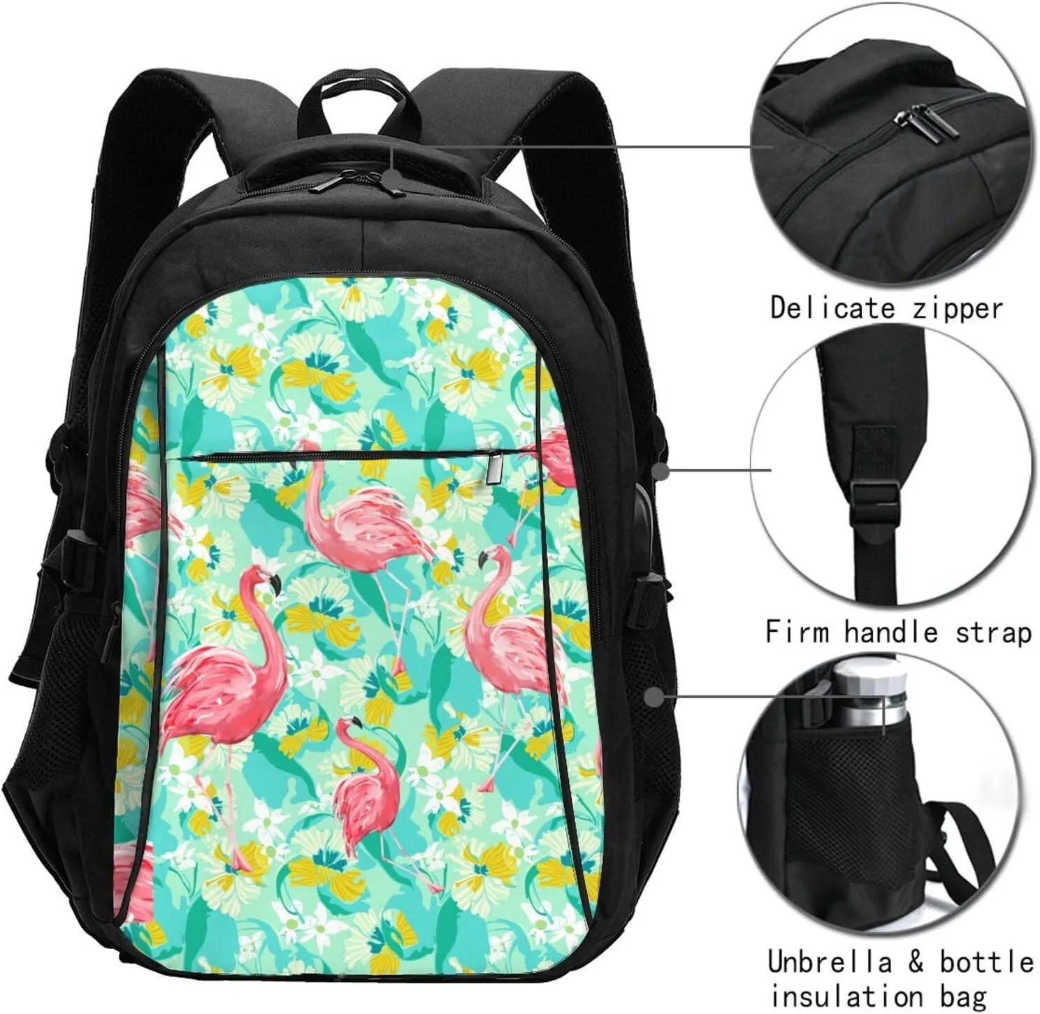 Flamingo Travel Laptop Backpack,18 Inch Carry on Backpack for Men Women with USB Port, Work Computer Backpack
