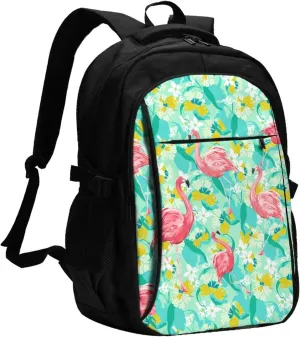 Flamingo Travel Laptop Backpack,18 Inch Carry on Backpack for Men Women with USB Port, Work Computer Backpack