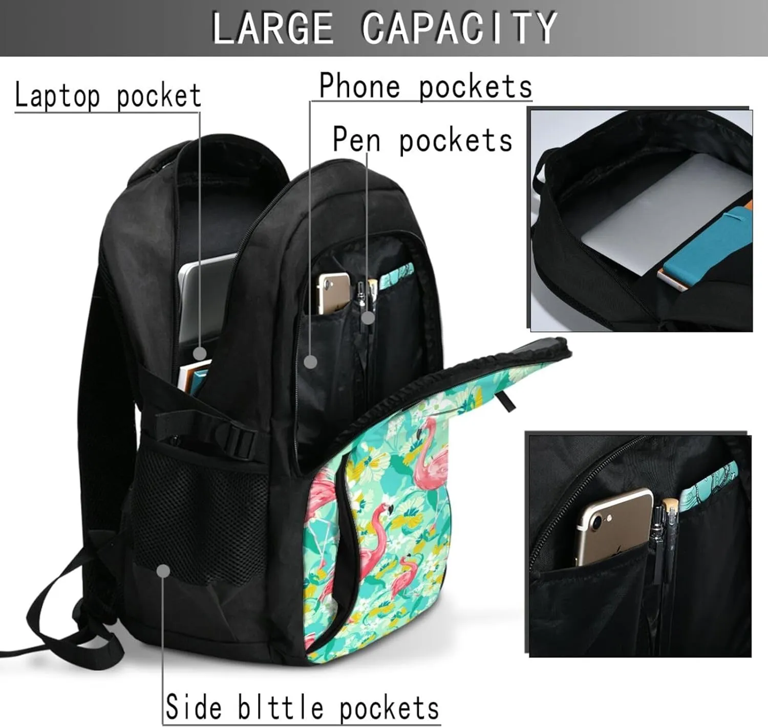 Flamingo Travel Laptop Backpack,18 Inch Carry on Backpack for Men Women with USB Port, Work Computer Backpack