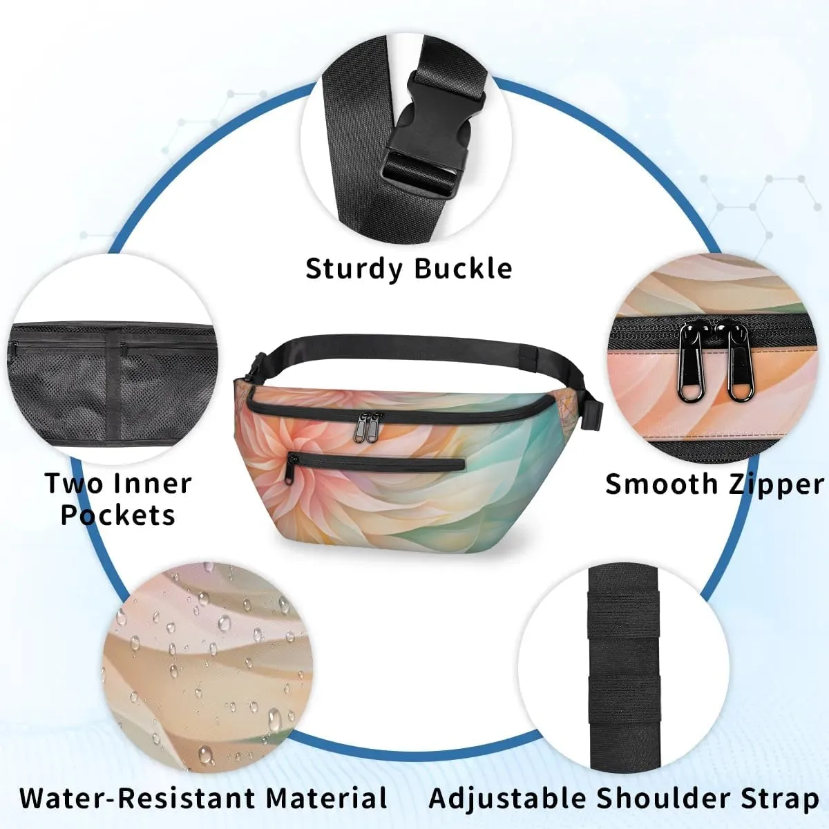 Flower Abstract Sling Bag Crossbody Backpack Chest Daypack for Women Sport Travel Hiking Casual Bag Multipurpose Waist Pack With Zipper Closure Adjustable Strap Shoulder Bag