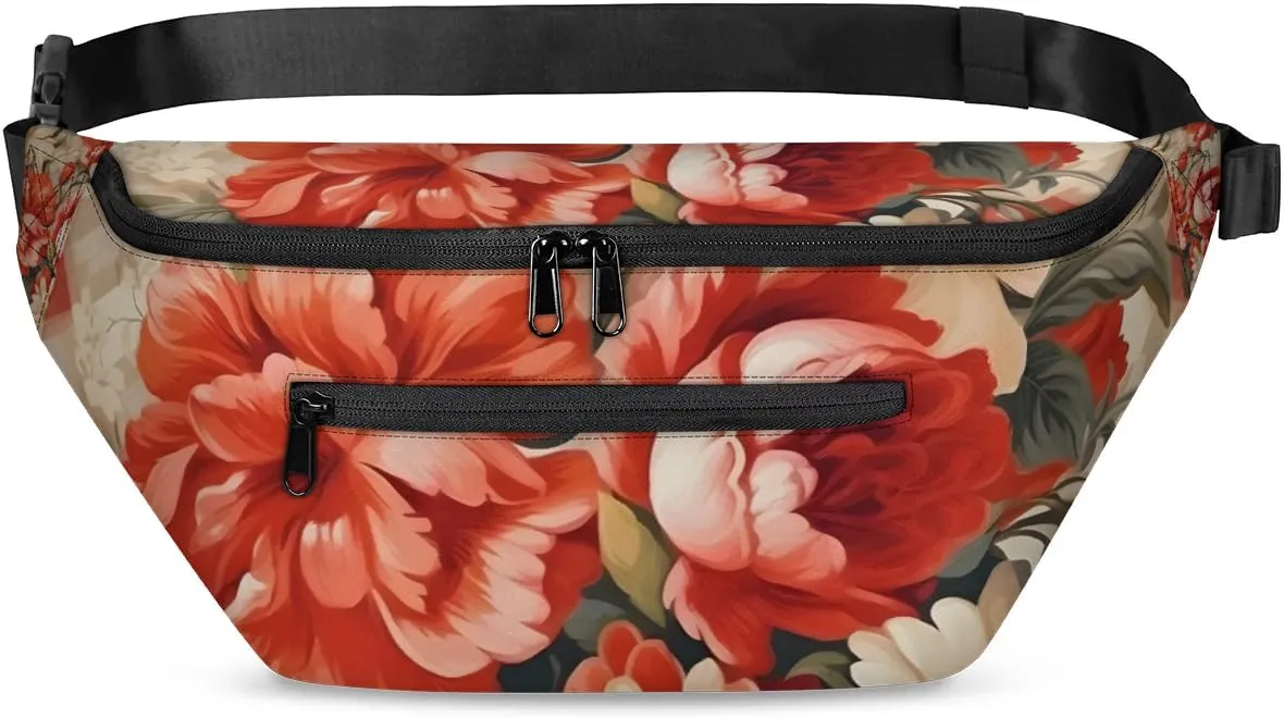 Flower Gird Pattern Sling Bag Crossbody Backpack Chest Daypack for Women Sport Travel Hiking Casual Bag Multipurpose Waist Pack With Zipper Closure Adjustable Strap Shoulder Bag