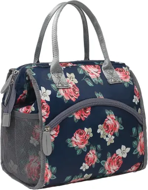 FlowFly Insulated Lunch Bag for Women, Men, Large and Reusable, Handle, Work and Travel Tote and Meal Prep Organizer, Rose