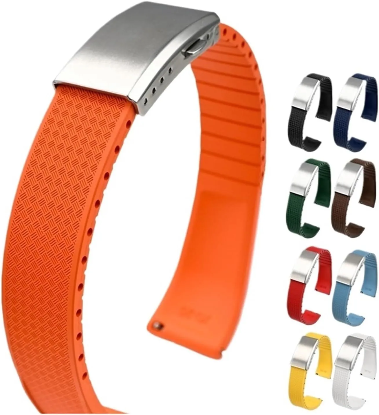 Fluororubber Strap Tropical Strap 20mm 22mm Folding Buckle Quick Release Adjustable Wrist Size Men's And Women's Bracelets