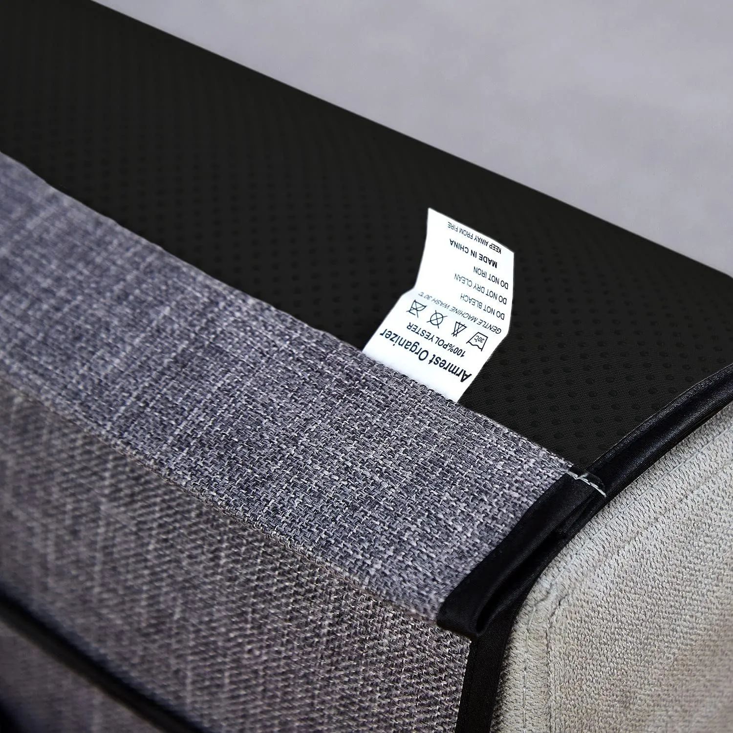 FLYILY Sofa Armrest Organizer Non-Slip Arm Chair Hanging Caddy Remote Control Holder for Magazine,Tablet, Phone, Books, Glasses (B-Grey(19''))