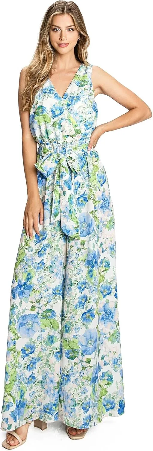 Flying Tomato Love Colette Women's Garden Party Special Occasion Floral Wide-Leg Jumpsuit