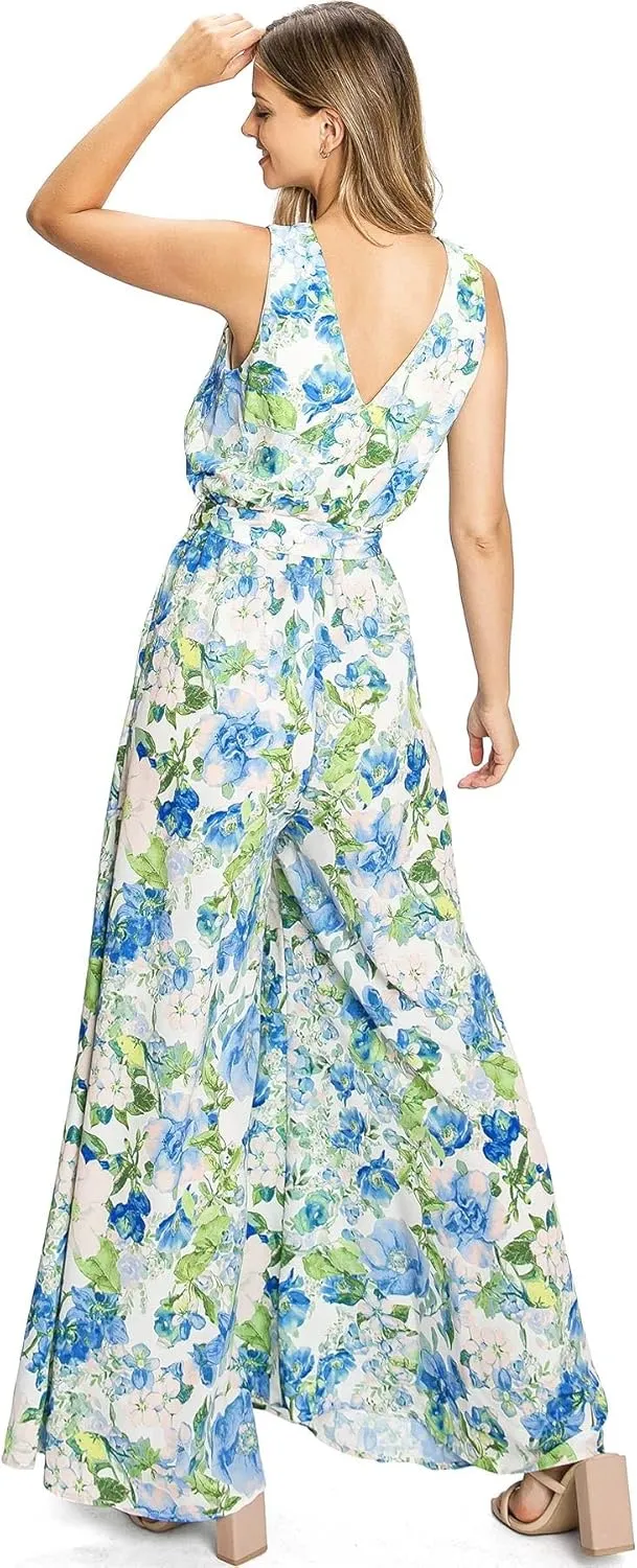Flying Tomato Love Colette Women's Garden Party Special Occasion Floral Wide-Leg Jumpsuit