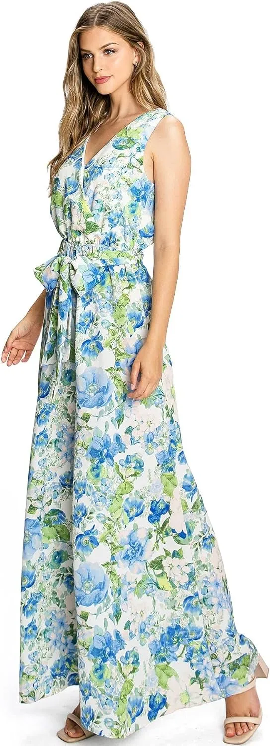 Flying Tomato Love Colette Women's Garden Party Special Occasion Floral Wide-Leg Jumpsuit