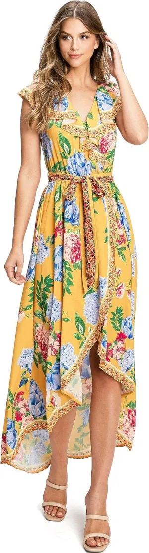 Flying Tomato Women's Floral Print Wrap Day Dress