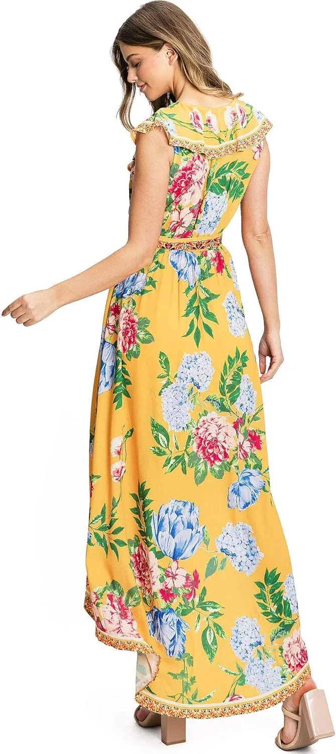 Flying Tomato Women's Floral Print Wrap Day Dress