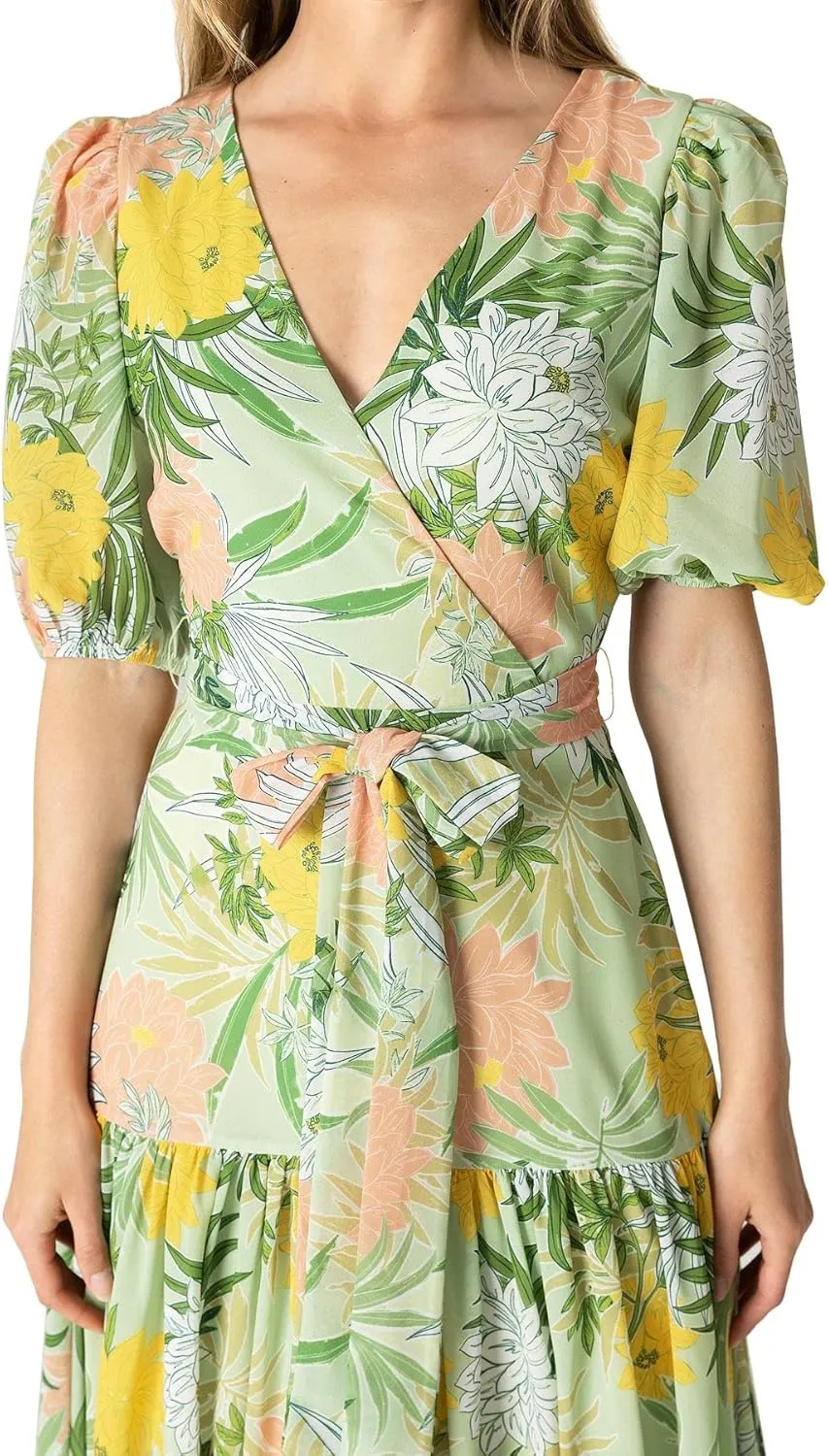 Flying Tomato Women's Soft Floral Tropical Midi Dress