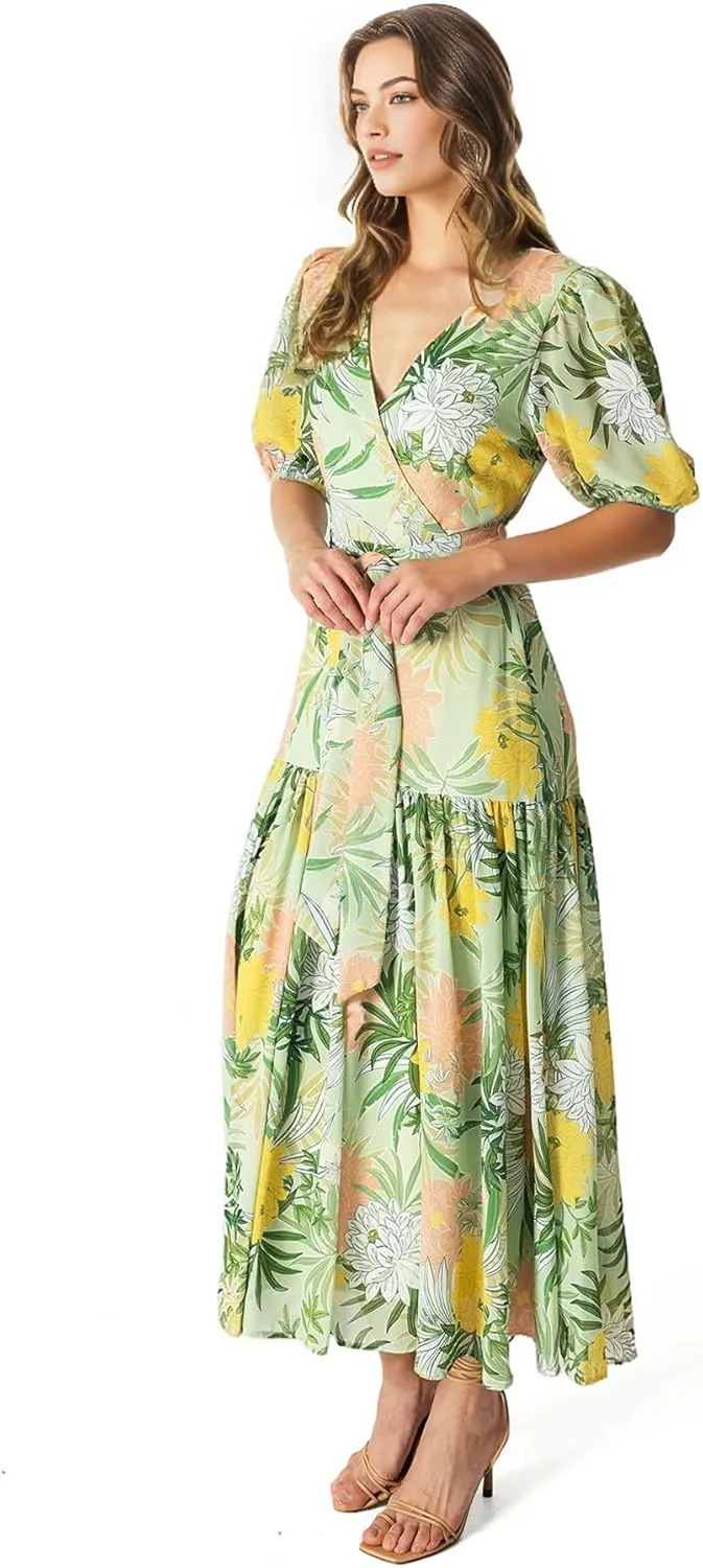 Flying Tomato Women's Soft Floral Tropical Midi Dress