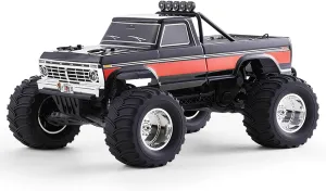 FMS 1/10 RC Truck Ford F100 – 2WD Monster Truck with Licensed Body, 550 Brushed Motor, Oil Shocks, Independent Suspension – All-Terrain RC Crawler, High Speed Off-Road RC Car for gift (BLACK RS)