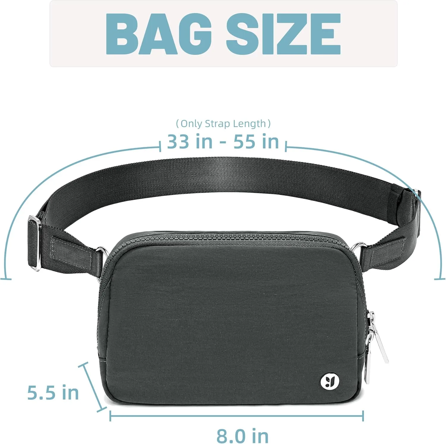 FODOKO Unisex Two-way Zipper Belt Bag