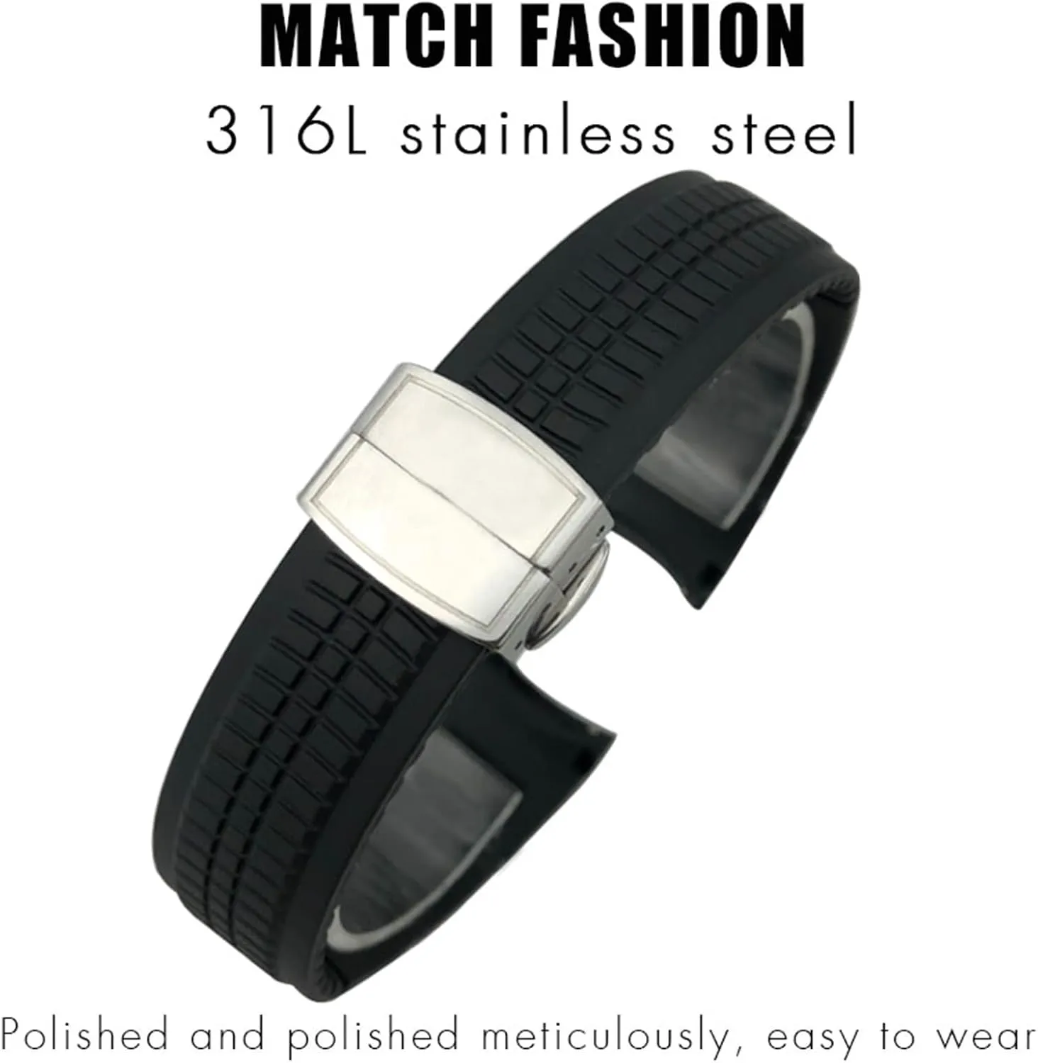 For 5167A-001 Metal Pins Watch Belt 21mm Rubber Watchband