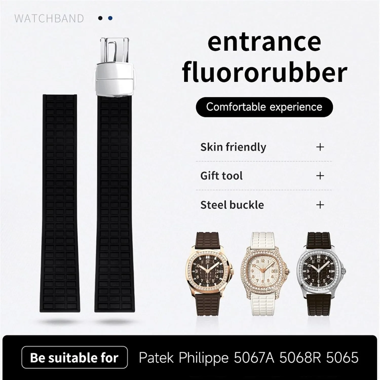 For Strap For 5067A-001 Belt 19mm Soft Fluororubber Rubber Watch Band watch strap