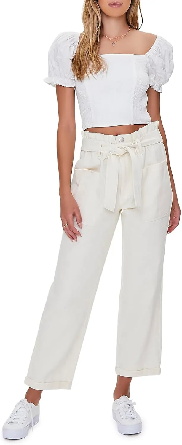 Forever 21 Women's Paperbag Ankle Pants