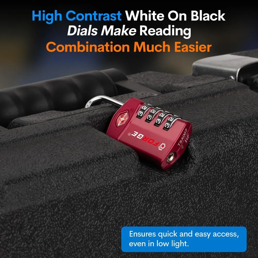 Forge Travel Lock,TSA Approved Luggage Locks for Air Travel, Gym Lockers, School Lockers, Pelican Cases, Gun Case, Easy Read Dials, Durable Alloy Body