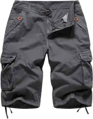FOURSTEEDS Womens Casual Loose Fit Multi-Pocket Camouflage Twill Bermuda Cargo Shorts with Belt