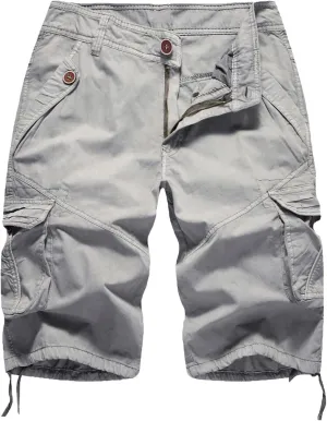 FOURSTEEDS Womens Casual Loose Fit Multi-Pocket Camouflage Twill Bermuda Cargo Shorts with Belt