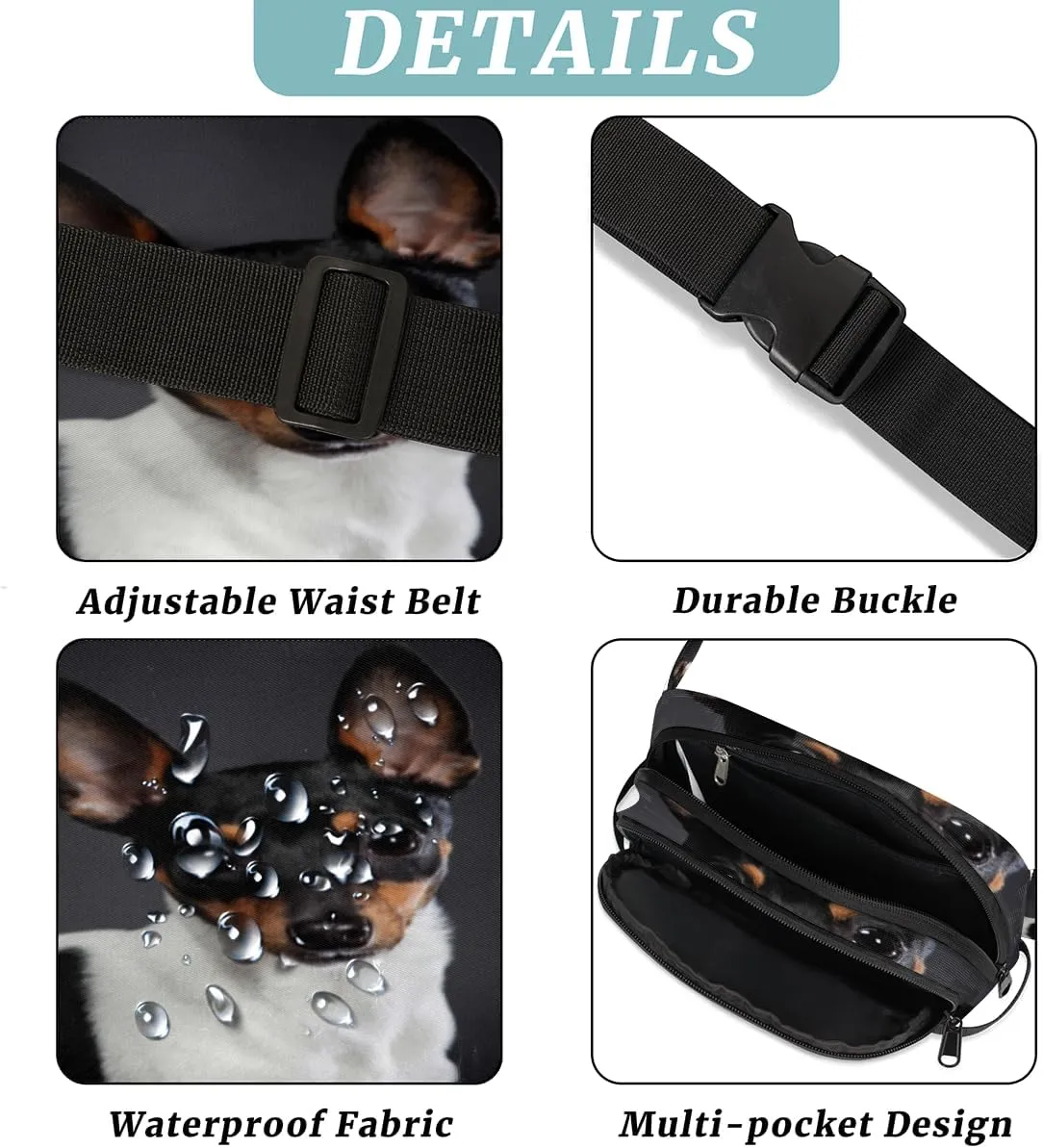 Fox Terrier Dog Durable Waterproof Fanny Pack with Double Zipper Closure - Organize Your Essentials with Ease - Lightweight and Comfortable for Men and Women