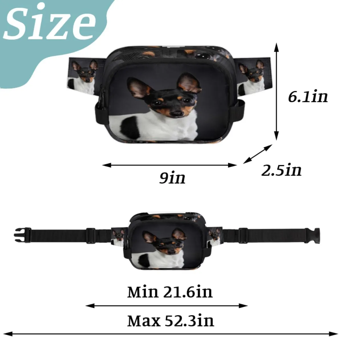 Fox Terrier Dog Durable Waterproof Fanny Pack with Double Zipper Closure - Organize Your Essentials with Ease - Lightweight and Comfortable for Men and Women