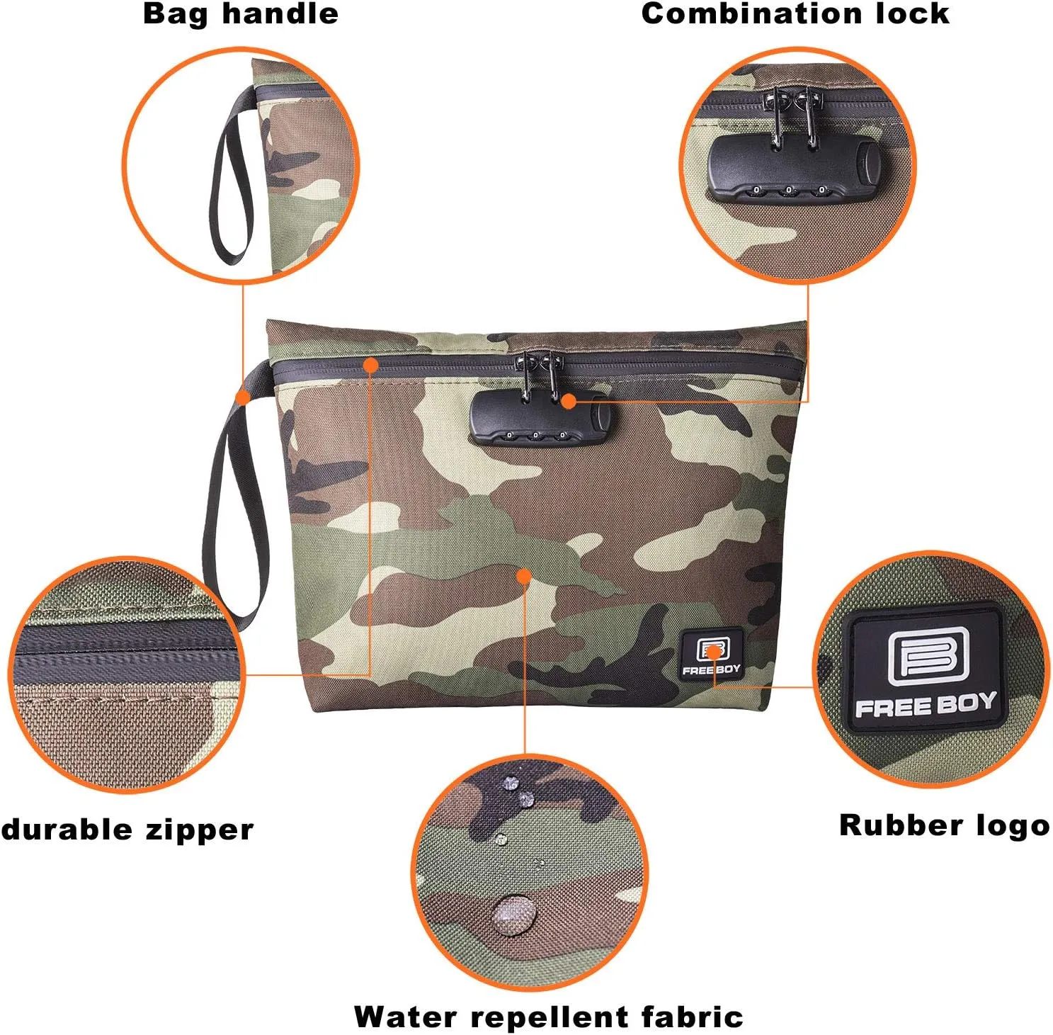 Free Boy Smell Proof Bags 11.8"x8.6"Durable Odor Proof Stash Bag with Combination Lock,Smell Odor Case Container
