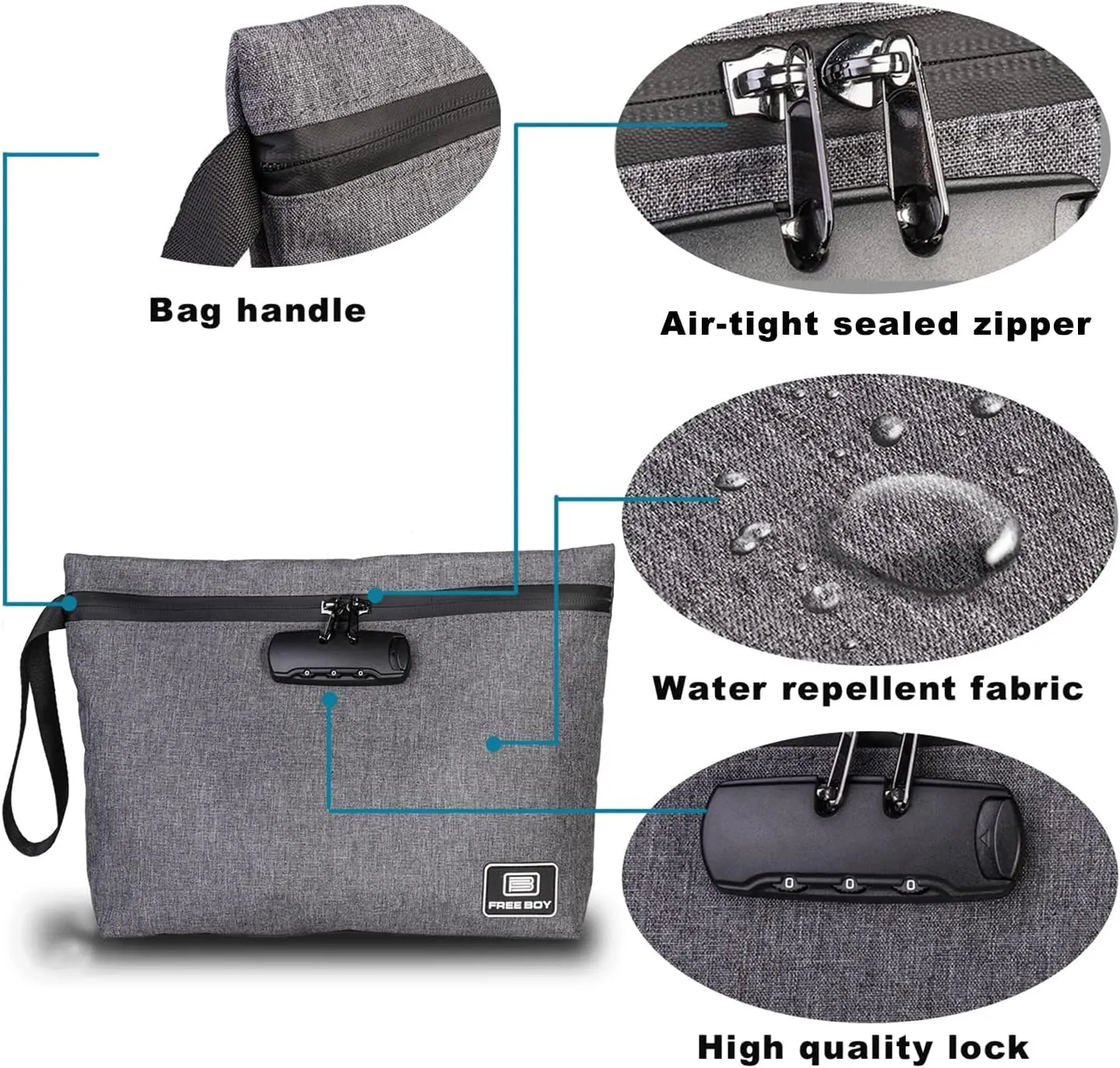 Free Boy Smell Proof Bags 11.8"x8.6"Durable Odor Proof Stash Bag with Combination Lock,Smell Odor Case Container