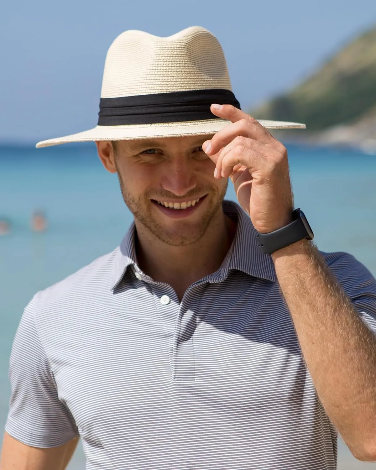 FURTALK Panama Hat Sun Hats for Women Men Wide Brim Fedora Straw Beach Hat UV UPF 80 