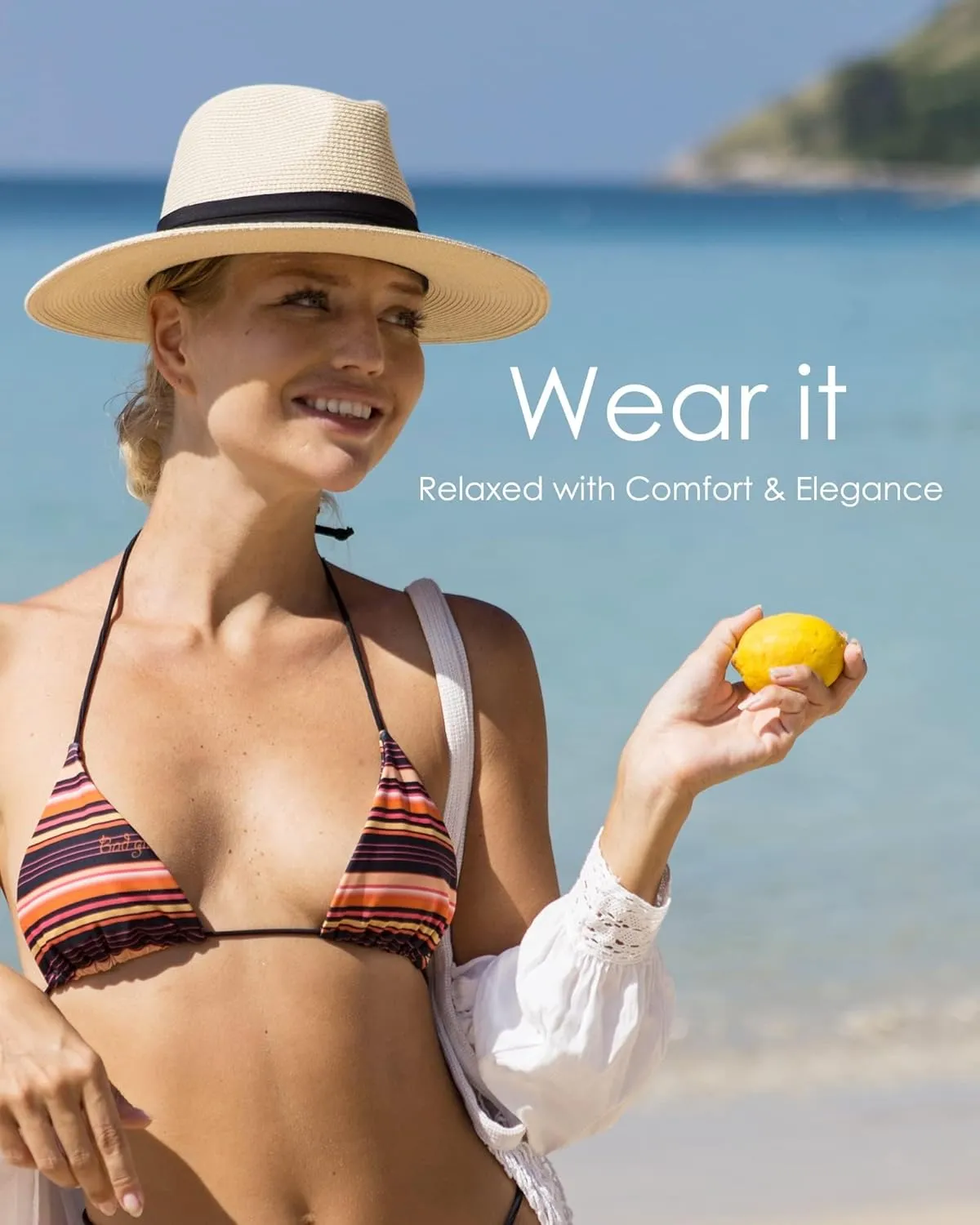FURTALK Panama Hat Sun Hats for Women Men Wide Brim Fedora Straw Beach Hat UV UPF 80 