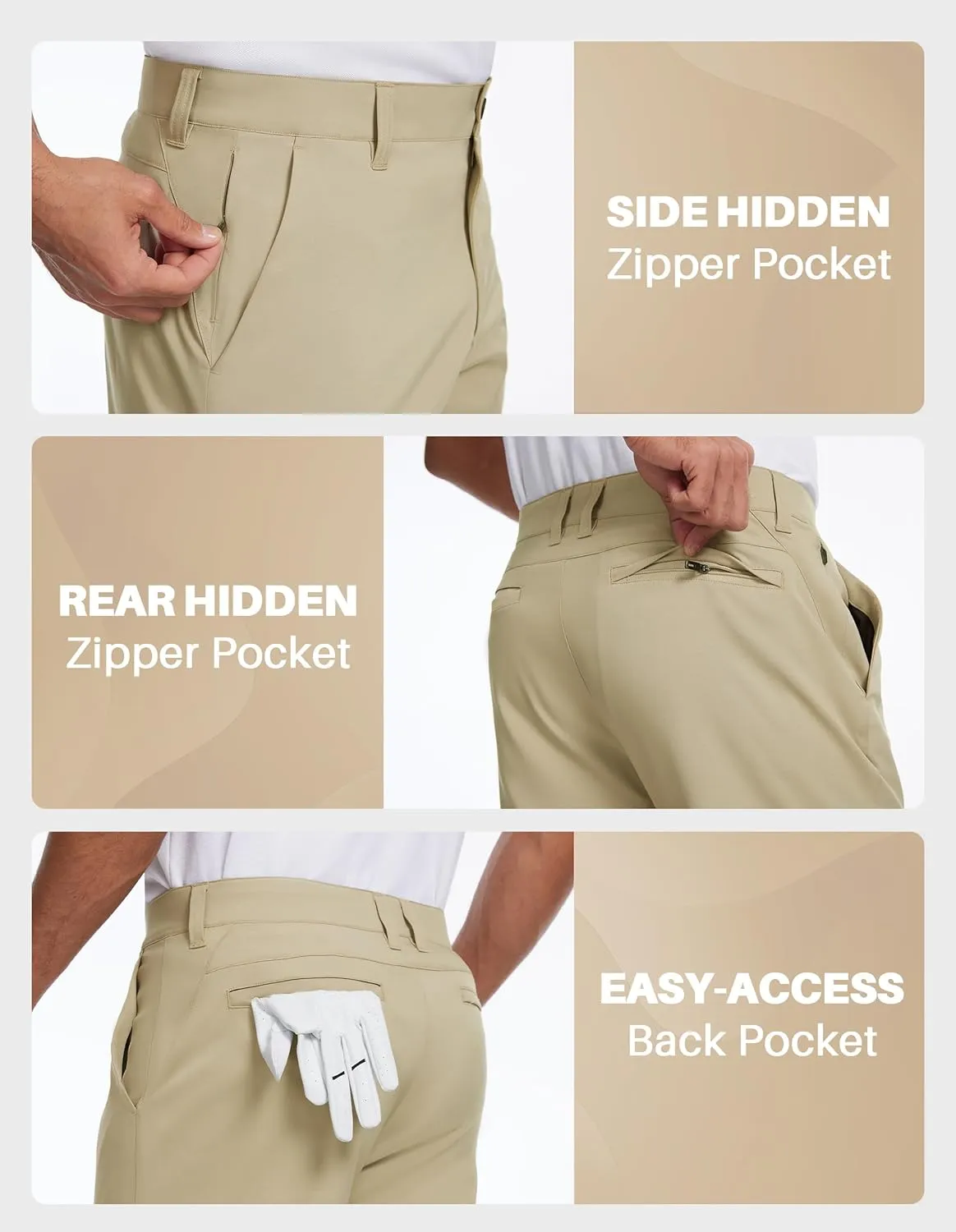 Future Flow Men's Golf Shorts 7 Inch Quick Dry Elastic Waist with Zipper Pockets Casual Dress Shorts for Men Work