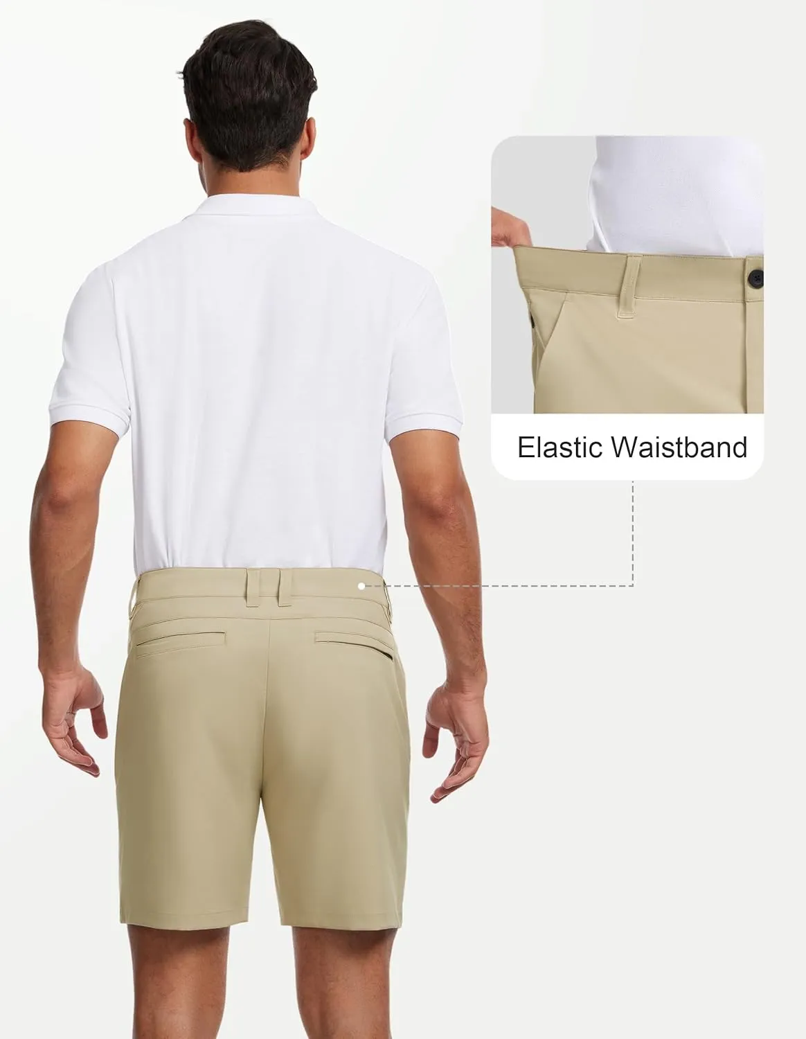 Future Flow Men's Golf Shorts 7 Inch Quick Dry Elastic Waist with Zipper Pockets Casual Dress Shorts for Men Work